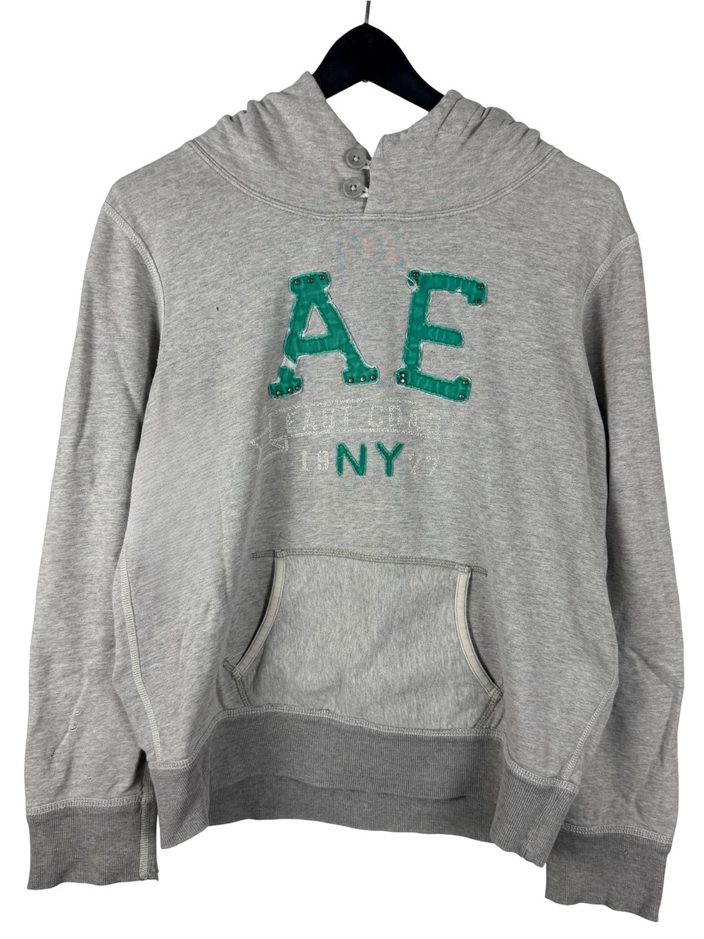Women’s Y2K American Eagle New York Grey Mall Core Pullover Hoodie Size L